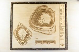 Yankee Stadium New York Yankees Field Blueprint Wood Engraved Display