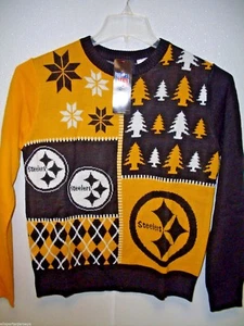 NFL Pittsburgh Steelers Busy Block Ugly Sweater Youth Medium by FOCO - Picture 1 of 3