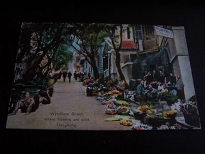 Wyndham Street Hongkong Wo Blumen verkauft werden Vintage Postkarte Asien China - Bild 1 von 2