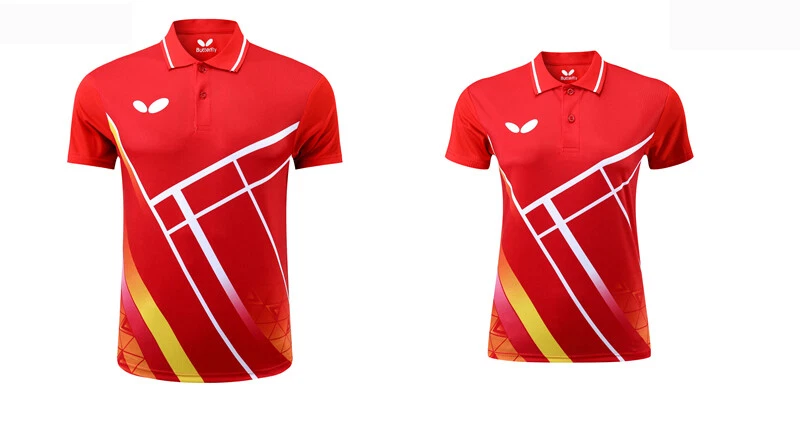 Roupas de tênis de manga curta esportivas borboleta infantil adulto roupa de badminton T - Imagem 1 de 4