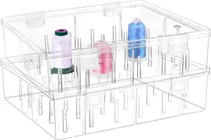 Pack of 2 Tall and Clear Storage Box/Organizer for 2X30 Home Embroidery&Cotton T - Picture 1 of 7