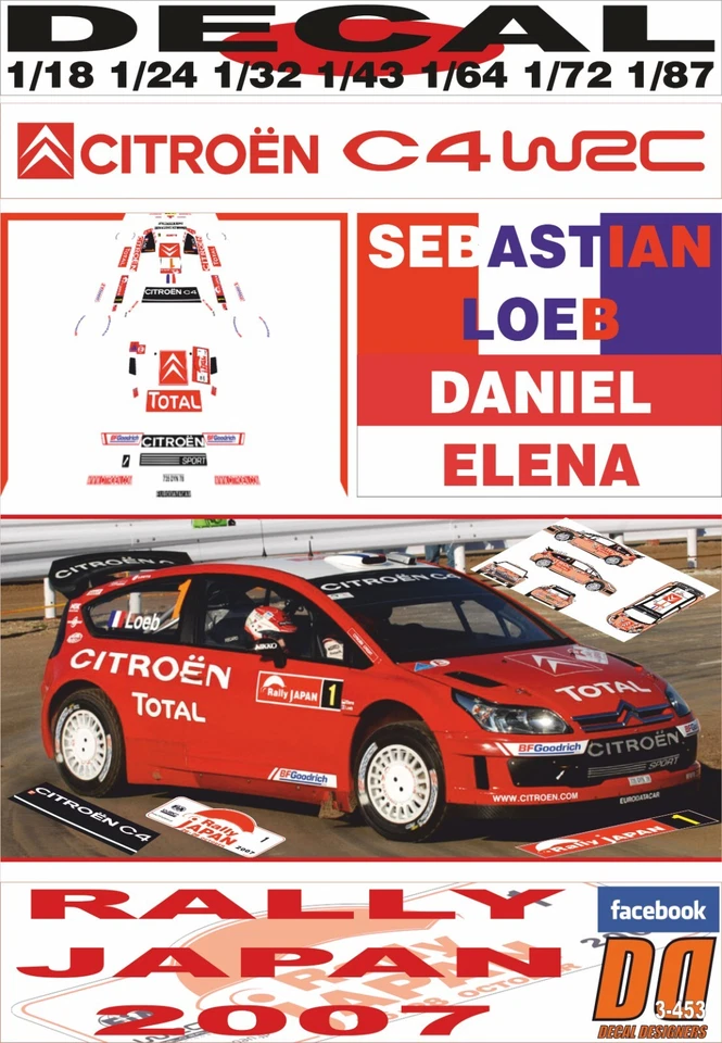 DECAL CITROEN C4 WRC SEBASTIAN LOEB R.JAPAN 2007 DnF (08) - Image 1 of 1