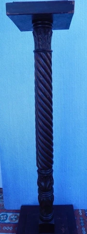 Empire Dark Mahogany  Carved Fern Stand or Holder for Sculpture or Candle 52"H Cover