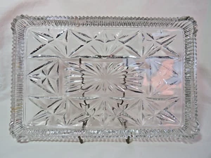 Walther Glass Tray. Starburst & Criss Cross. Sawtooth & Raised Corners. 12" x 8" - Picture 1 of 6
