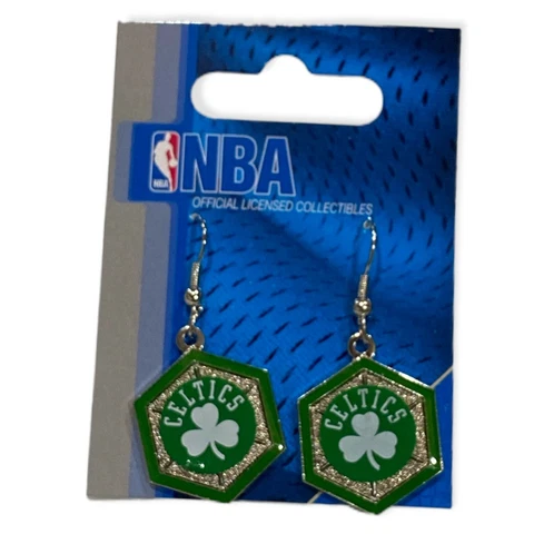 Boston Celtics NBA Hexagon Dangle Earrings Cover
