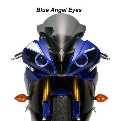 Montado Faro Proyector Anillos Halo Azul Apto para Yamaha YZF-R6 2008-2016 11 Foto 1 de 4