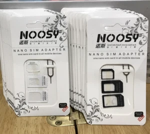 100 Black+White NOOSY Mini/Micro/Nano SIM Card Adapter Converter Set Job Lot UK - Picture 1 of 4