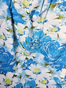 4 Vintage JCPenney PENN-PREST Blue Floral Curtains 1960's MCM Pinch Pleat Drapes - Picture 1 of 10