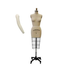 Size 8 Linen Half Body Pro Female Dress Form Mannequin with Arm - Picture 1 of 3