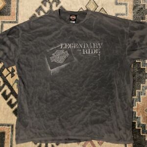 Harley Davidson Motorcycles Legendary Ride Gray Graphic T-shirt Tie Dye Size 3XL