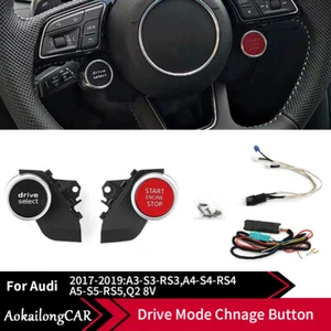 LED Steering Wheel Start Stop Switch Driving Set Fit For AUDI A3 A4 A5 2017-2019 - Picture 1 of 7