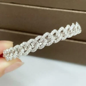 40% CLEARANCE!NWT $9,500 RARE 18KT GOLD LRG FANCY DIAMOND CHAIN BANGLE BRACELET - Picture 1 of 3