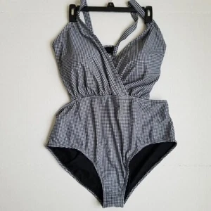 Women's Houndstooth One Piece Swimsuit Plus Curvy Pool Vacay Resort Beach New 2x - Picture 1 of 12