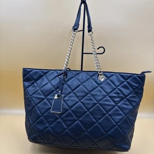 Aldo Black Quilted Gold Chain Double Handled Tote Shoulder Bag New Small Flaws - Picture 1 of 10