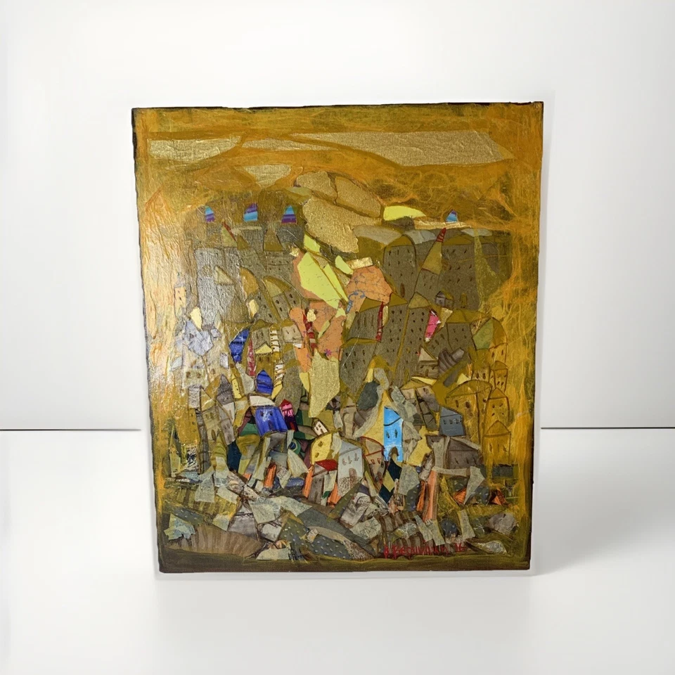 Collage de pintura de medios mixtos de arte contemporáneo Olga Verikaki 'Sunshine 2' 2016 Foto 1 de 4