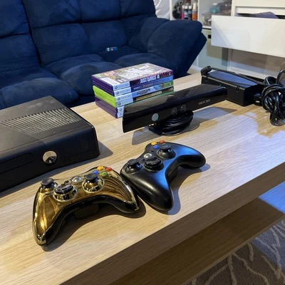 Microsoft Xbox 360 funktionierende Konsole + Kinect Kamera + Netzkabel + Controller + 6 Spiele - Bild 1 von 4
