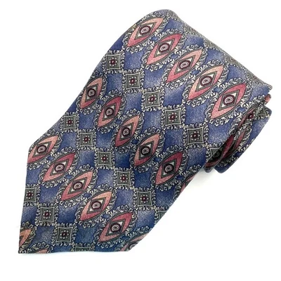 VTG Gianfranco Ruffini Men Silk Tie Dusty Blue Art Deco Extra Long Made in Italy - Image 1 of 4