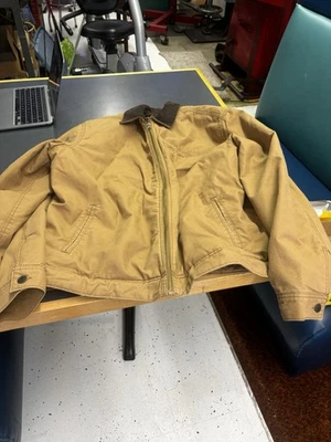 Antigua Chaqueta Azul Marino Para Hombres XXL Marrón Lona Franela Forrada Tareas Granero Campo Trabajo Abrigo Foto 1 de 4