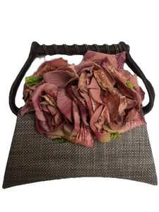 Liz Soto Handtasche Satin Seide Blumen Geldbeutel Perlen Perlengriff Vintage Bag Party - Bild 1 von 8