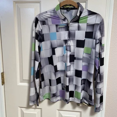 Women Long Slv Golf Shirt Med SPF 50 lightweight qtr zip sports beach summer fun - Image 1 of 4