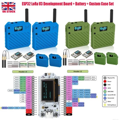 2xESP32 LoRa V3 Dev Board + 3.7V 3000mAh Batt +Custom Case Set -915MHz Meshtasti - Image 1 of 4
