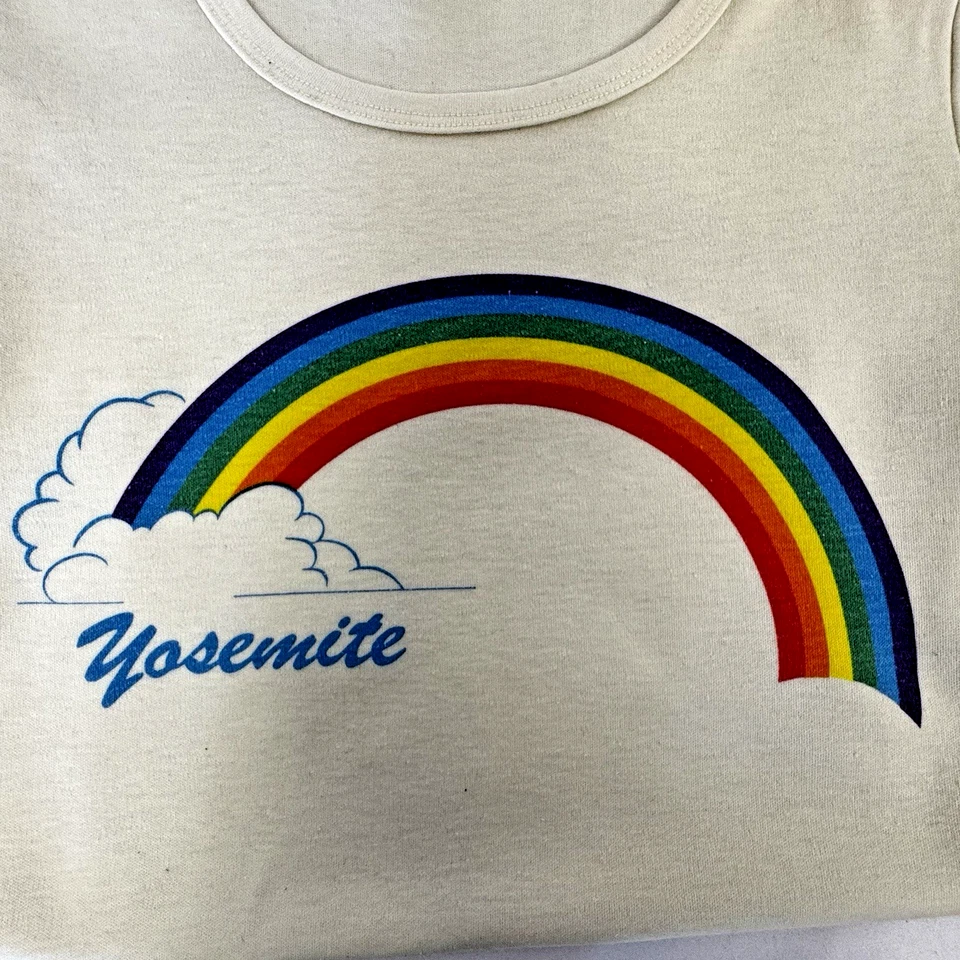 Винтажная кукла 70-х 80-х размер XS S B32» Rainbow Pride графическая Yosemite мягкая тонкая T - Изображение 1 из 4