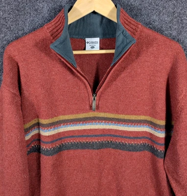 Suéter Columbia Años 90 Para Hombres XXL 2XL Rojo Otoño 1/4 Cremallera Pullover Mezcla Lana XCO USADO EN EXCELENTE ESTADO Foto 1 de 4