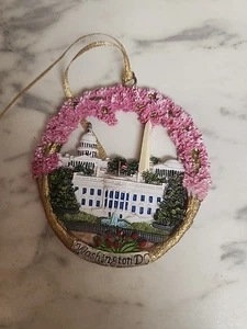 🌸 4" Washington DC Kirschblütenkranz Ornament DC Wahrzeichen Weißes Haus Neu - Bild 1 von 4