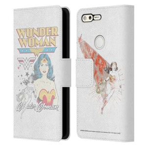 OFFICIAL WONDER WOMAN DC COMICS VINTAGE ART LEATHER BOOK CASE FOR GOOGLE PHONES - Picture 1 of 11