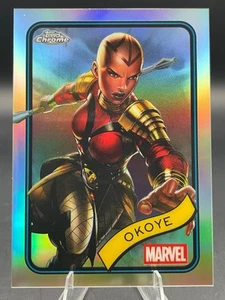 2025 Topps Cromo Marvel Pantera Negra OKOYE Plata REFRACTOR #58 + Tarjeta Base - Imagen 1 de 7