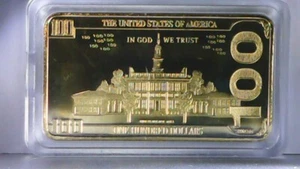 Lingotes de oro de 24kt del presidente Trump billete de 100 dólares enchapado en oro lingotes de barra - Imagen 1 de 12