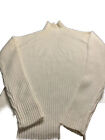 St. John Bay Creme Metallic Long Sleeve Ribbed Funnel Neck Cotton/polyester