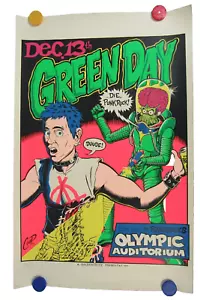Poster Green Day By Coop 1995 originale firmato a mano numerato 35"x22,25" concerto - Foto 1 di 8