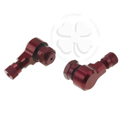 2x Valve Cap Red Cover Tire GSXR 600 750 Ninja R1 R6 Stem EzFill 90 Degree CNC - Image 1 of 2