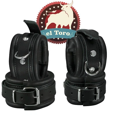 MARKENLOS Luxuriöses Bondage Fessel-Set aus Echtleder: Verstärkte Hand- & Fußfesseln