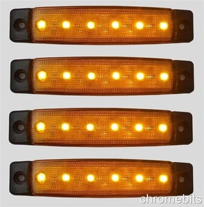 4 x Naranja Ámbar 6 LED 24V Marcador Lateral Luz Camión Camión Caravana HGV NUEVO - Imagen 1 de 1
