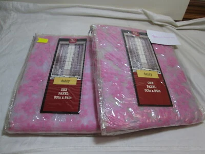 New BL HOME Pink Daisy FLOCKED NET WINDOW PANEL Pair ~ Two (50x84) NIP - Image 1 of 4