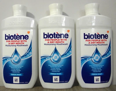 BIOTÈNE 3 X BIOTENE DRY MOUTH MOISTURISING MOUTHWASH FRESH MINT 500ML