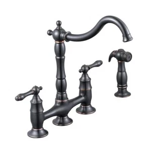 Glacier Bay Bridge Kitchen Faucets Double-Handle Mediterranean Bronze Sturdy - Picture 1 of 4