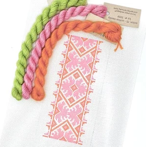 Hand painted Needlepoint Canvas Eyeglass Case Kit 13 count silk/wool threads - Picture 1 of 1