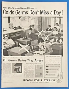 1960 Listerine Mouth Wash Vintage 1960s Print Ad, Kill Germs Before They Attack - Picture 1 of 3