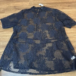 LANE BRYANT 22/24 Black Lace See Through  Dressy Top NWT NEW - Picture 1 of 8