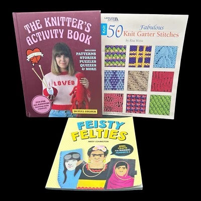 Knitting Pattern Books Lot of 3 Animals Knit Garter Stitches Felt DIY Crafts - Image 1 of 4