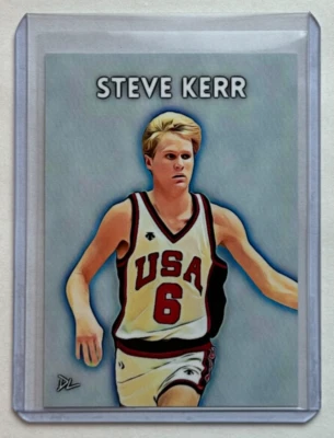 Tarjeta coleccionable Steve Kerr edición limitada firmada por artista "Team USA" 2/10 Foto 1 de 2
