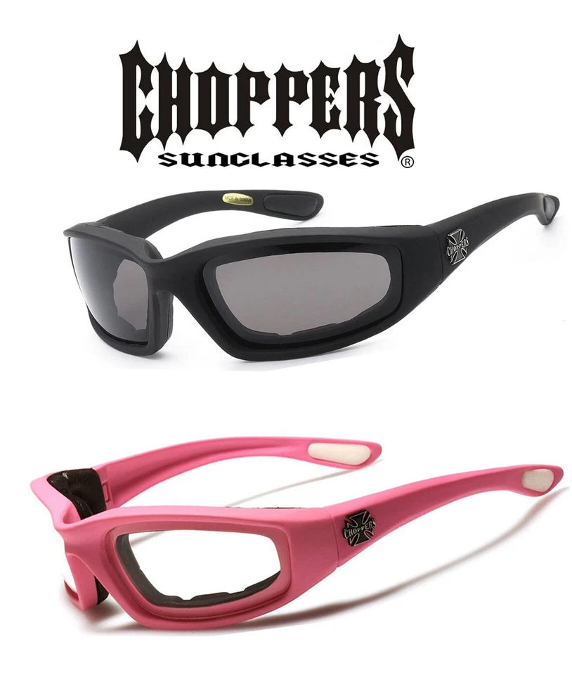 Choppers Motorcycle Padded Sunglasses - Black Frame/High Definition Lenses