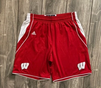 Adidas Authentic Wisconsin Badgers Basketball Team Issued Game Shorts Mens Large - Image 1 of 4