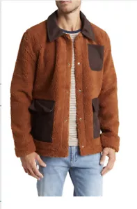 American Stitch Sherpa Button Tech braune Fleecejacke Größe Large neu mit Etikett - Bild 1 von 1