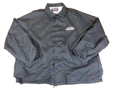 Vintage 80s King Louie Black Snap Button Firestone Tires Jacket XL RARE USA MADE - Image 1 of 4