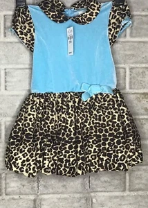 Children’s Place 18 Month Baby Girl Blue Leopard Print 2 pc Ruffle Dress Set NWT - Picture 1 of 4