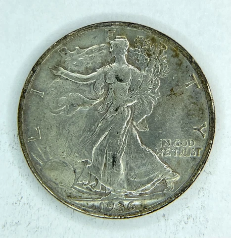 1936 S Walking Liberty Half Dollar AU Toned Cover